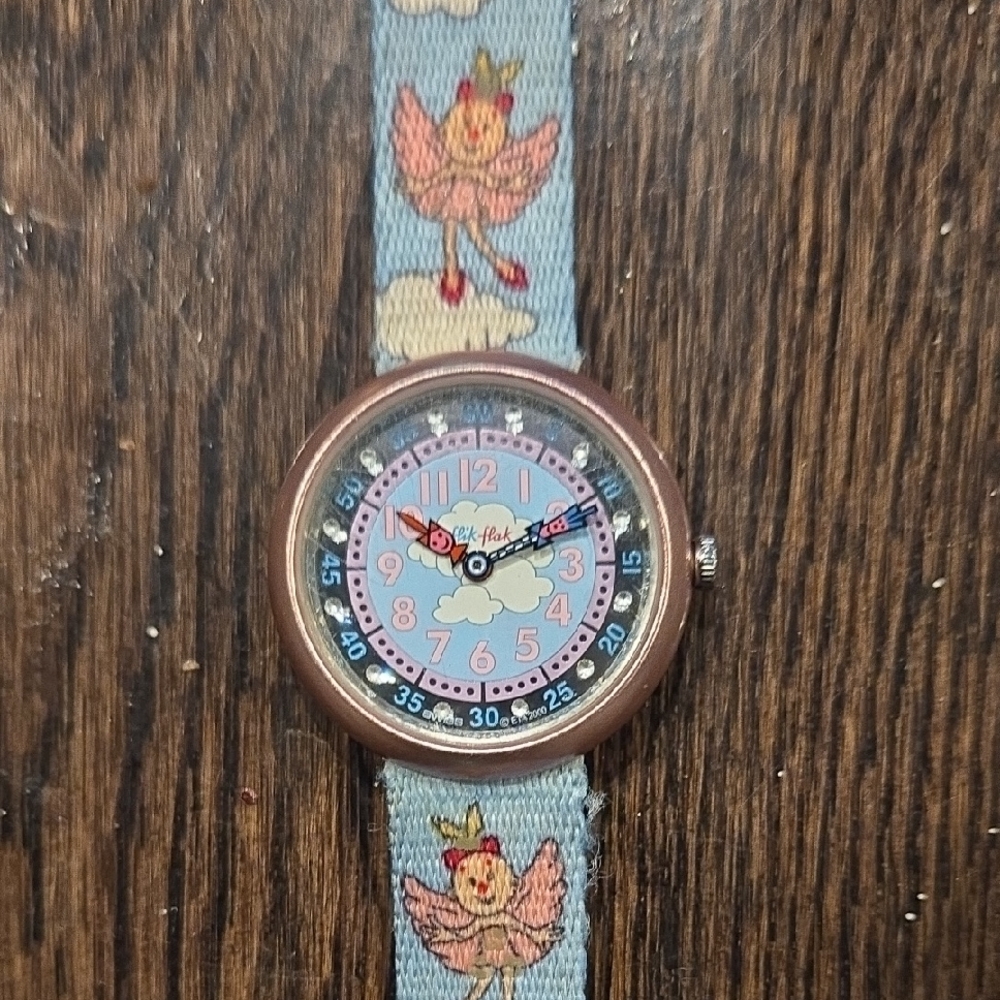 Flik Flak Swatch Pink and Blue Kids Watch New Battery